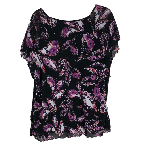 Plus size 3X Ruffle Top by east5th; Multiple Layers of Ruffles; Watercolor Print - Picture 2 of 6